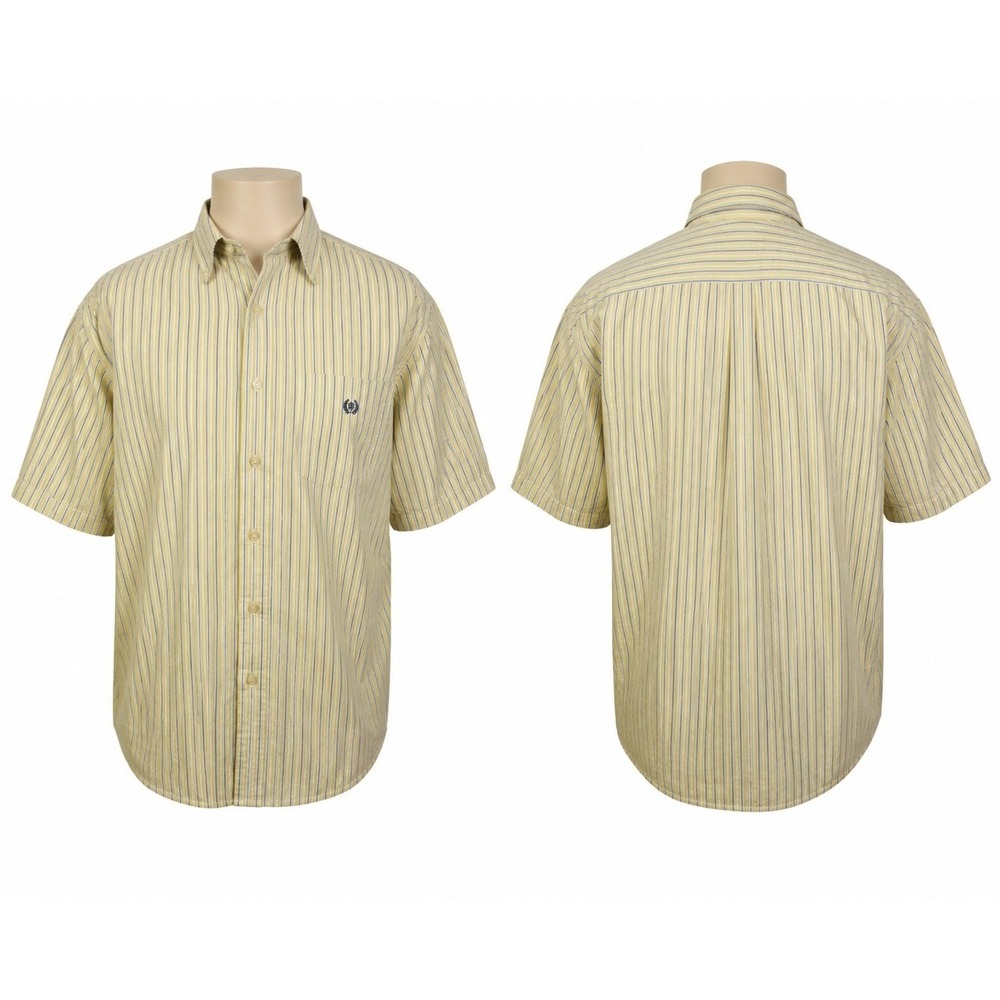 Ralph Lauren Classic Fit Yellow Striped Button Down Shirt XL short sleeves